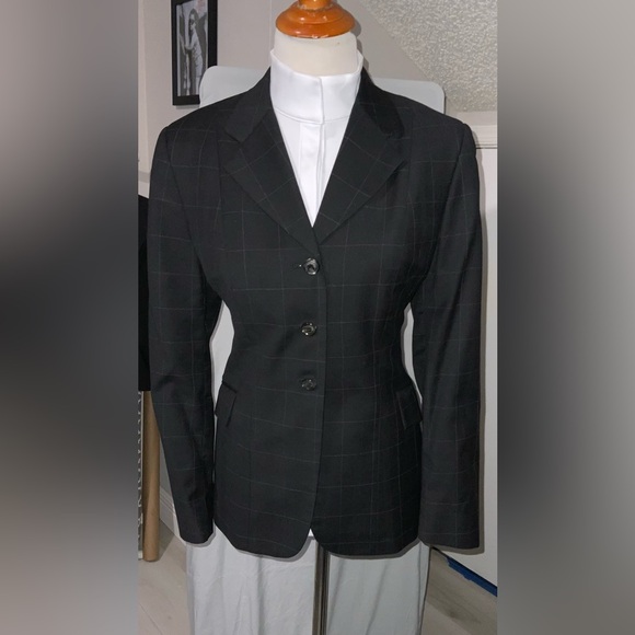 Grand Prix Black Plaid Show Coat – Size 16R – Made in Canada